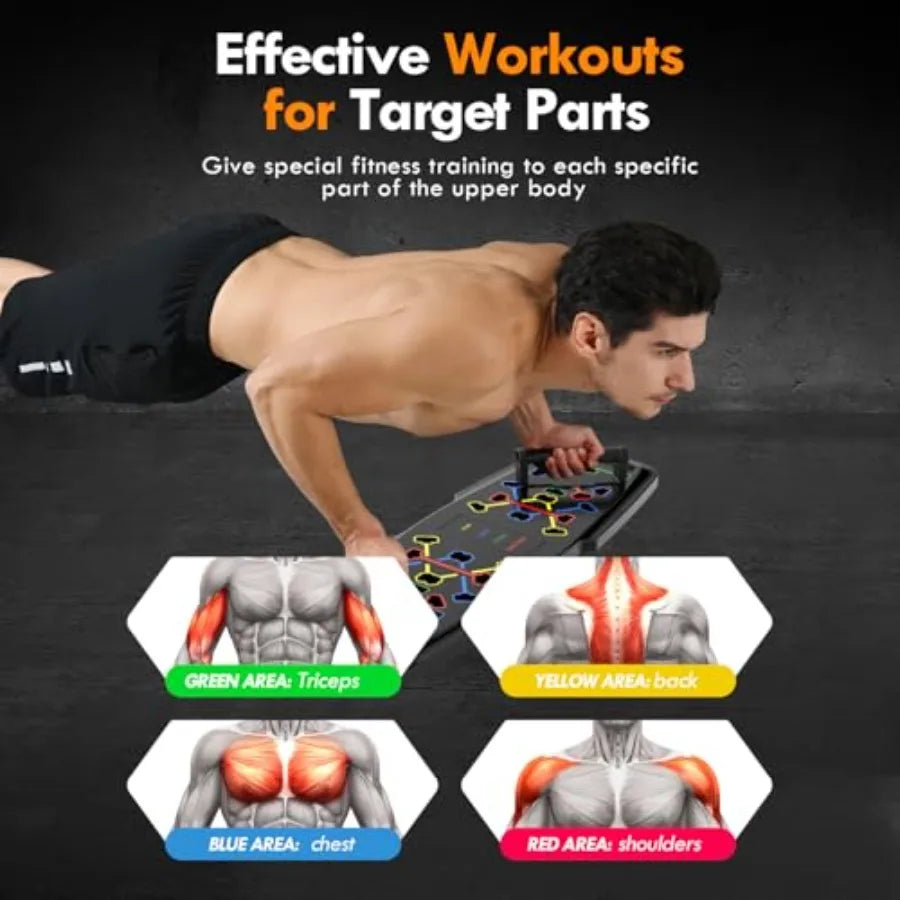 Push Up Board, Home Gym, Portable Exercise Equipment, Pilates Bar and 20 Fitness Accessories with Resistance Bands and Ab Rolle