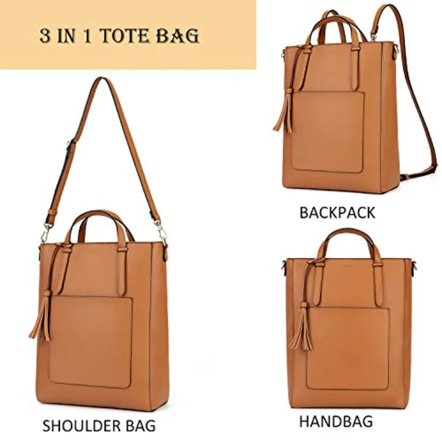 Tote Bag Convertible Backpack for Women Vegan Leather Handbag Multifuction Shoulder Bag