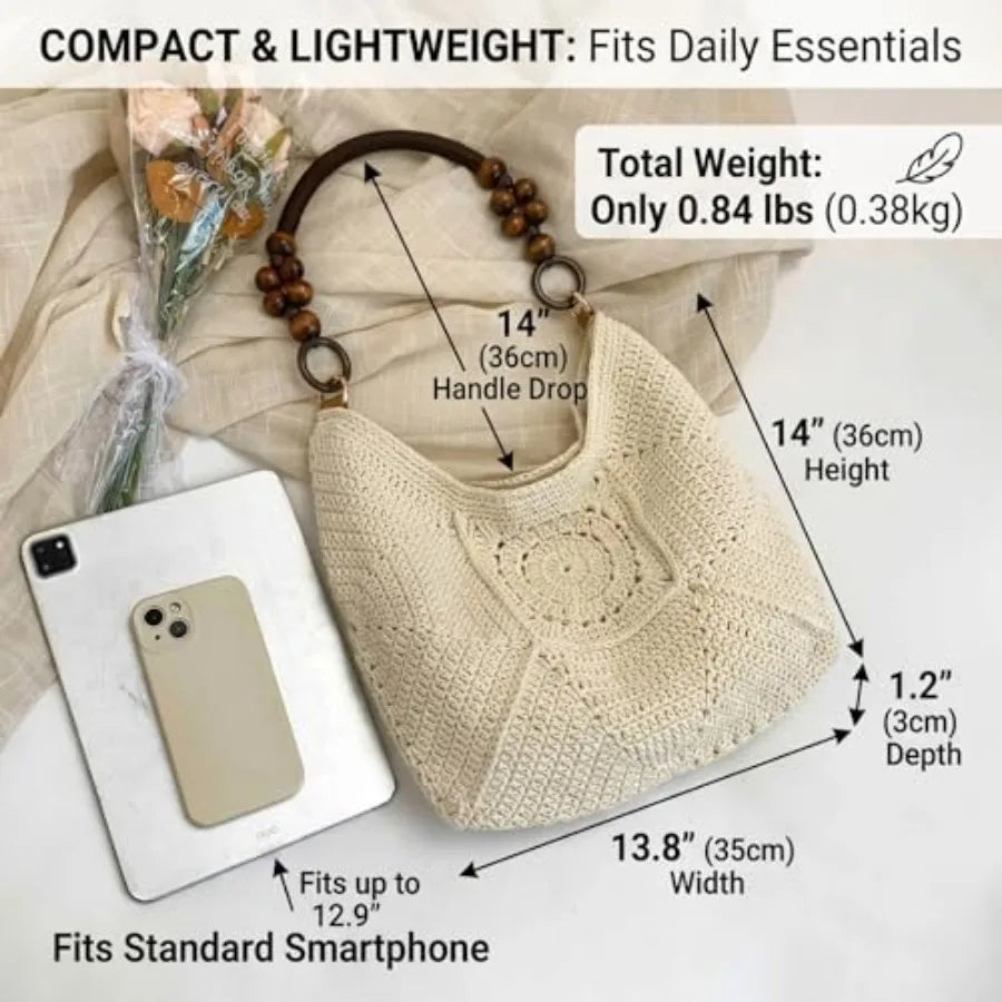MYHOZEE for Women Boho Beach Fully Lined Summer Tote Lightweight Hobo Purse for Vacation