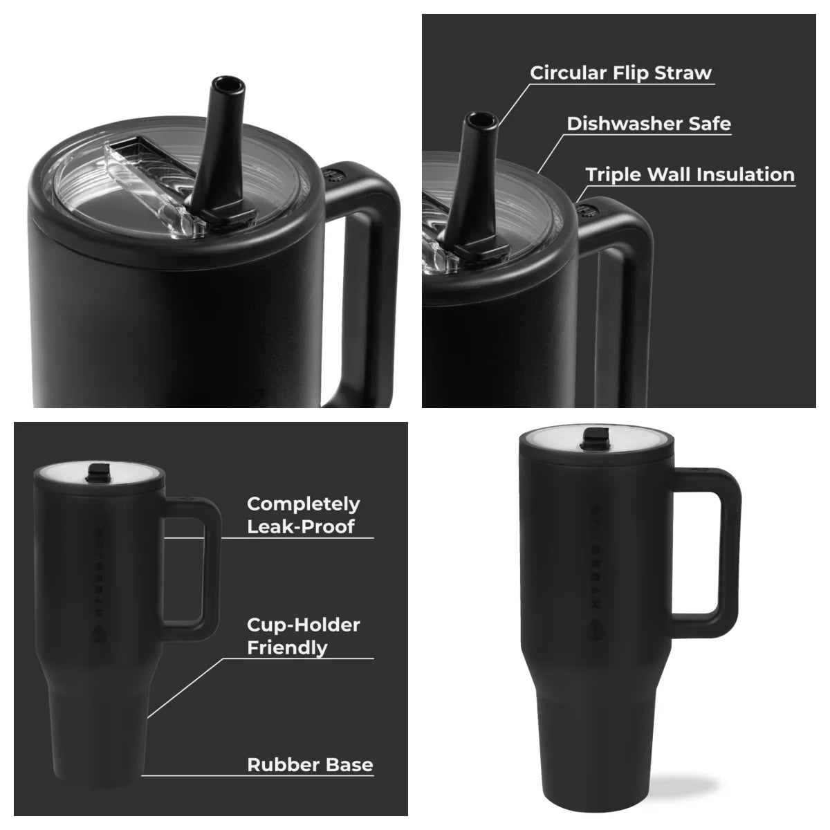 Traveler Water Bottle With Handle Flip Straw Insulated Stainless Steel
