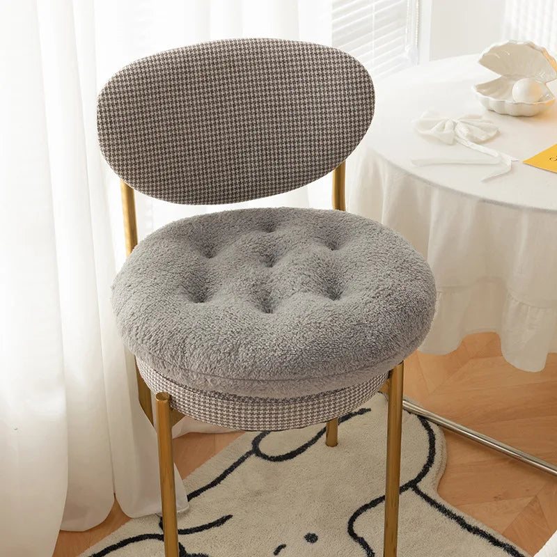 Lamb Velvet Round Chair Cushion Ultra Soft Plush Seat Pad