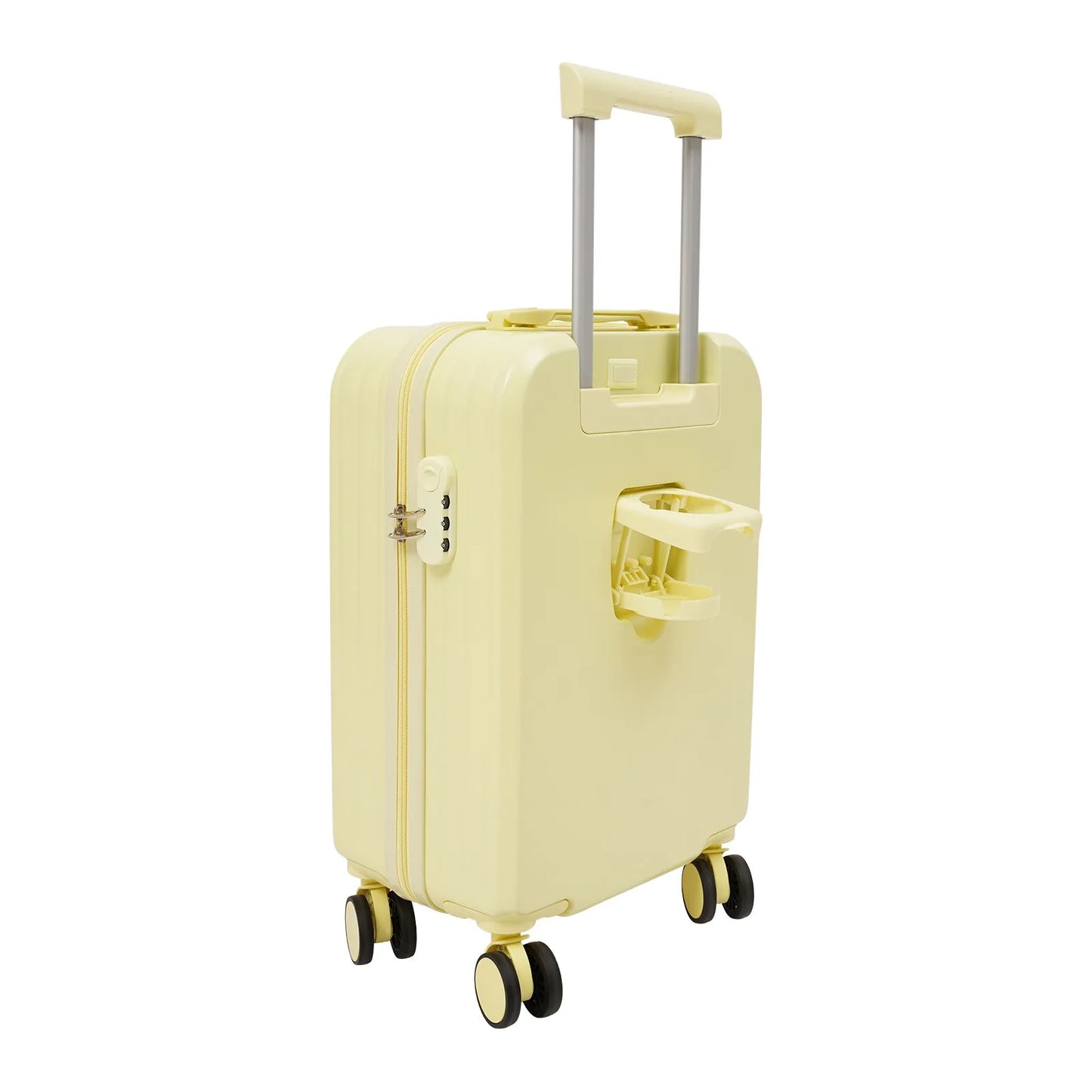 20" Travel Luggage Suitcase Yellow Carry on Luggage, Suitcase with Cup Holder Top Handle Top Handle USB Port for Short-distance Domestic and International Tourism, Business Trips, Vacations