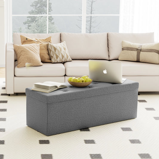 JHK Folding Storage Ottoman Bench With Hidden Storage Footstool