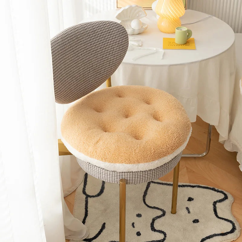 Lamb Velvet Round Chair Cushion Ultra Soft Plush Seat Pad