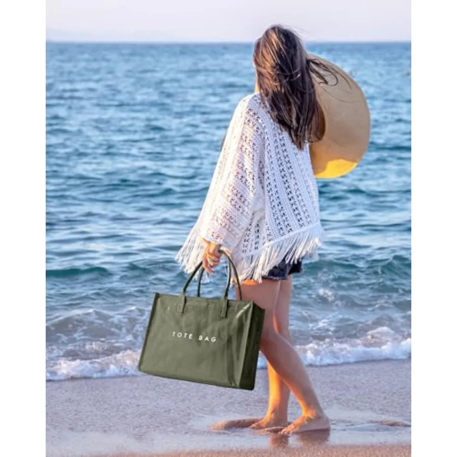 Women Polyester Tote Bag Top Handle Handbag With Letter Print