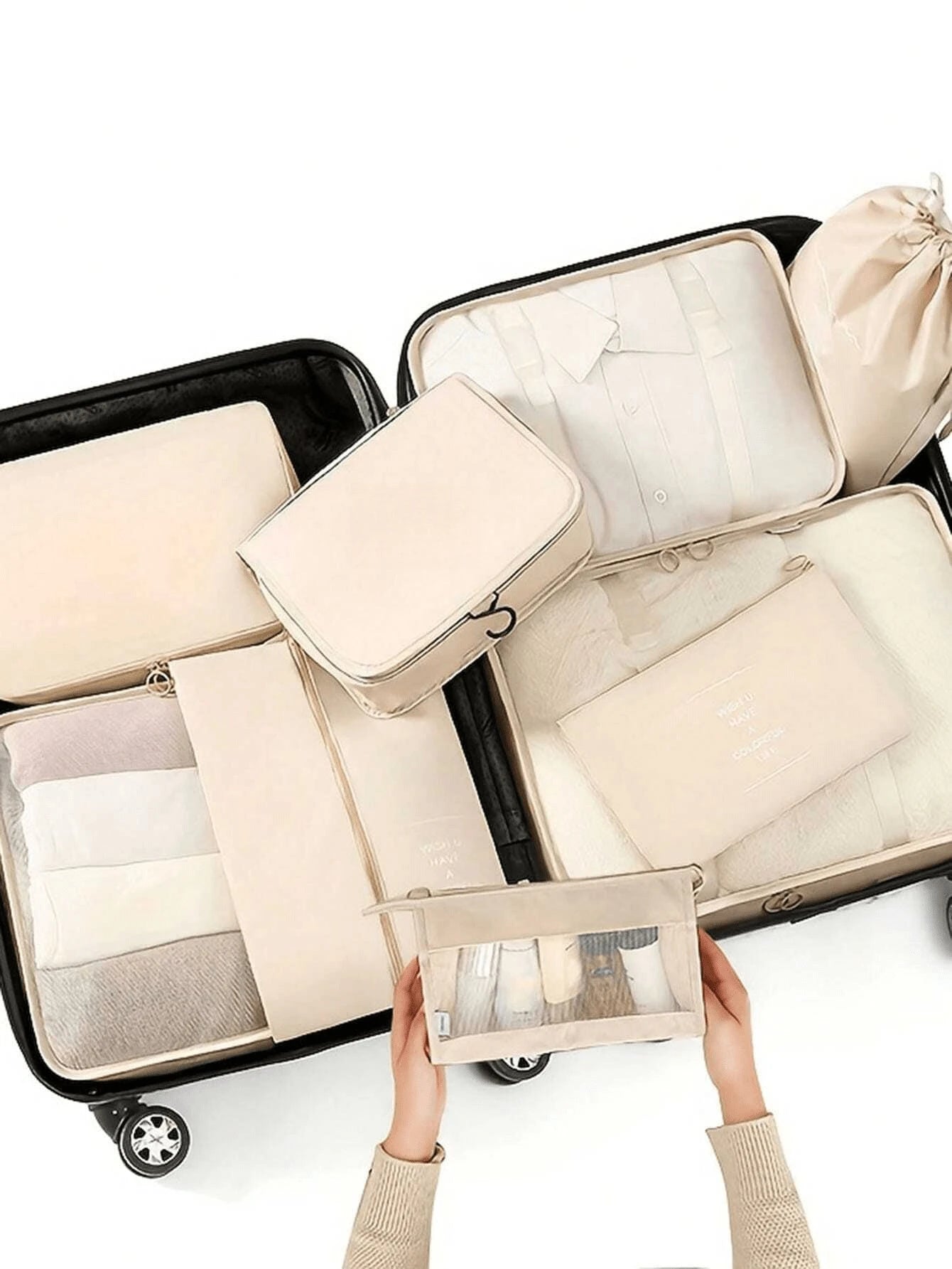 11 Piece Travel Packing Cubes Set, Luggage Organizer with Toiletry Makeup Bags, Shoe Underwear Clothing Storage Bags for Suitcase