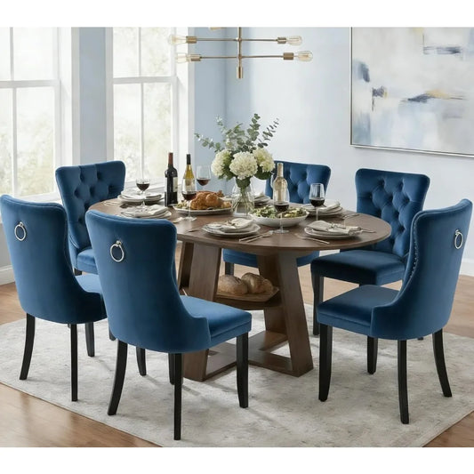 MOYU Oval Extendable Dining Table Set With Velvet Tufted Chairs