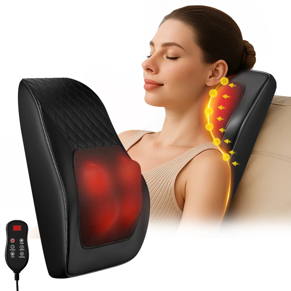 HIMOUTA Back Massager Pillow With Heat 3D Kneading For Neck And Shoulders