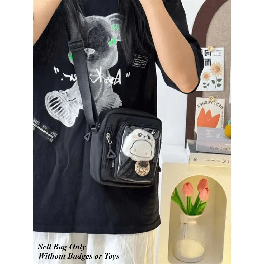 Mini Itabag Women Korean Casual Crossbody Bags Transparent Pocket Small Shoulder Bag Purses and Phone Ita Bag Y2K DIY Bag
