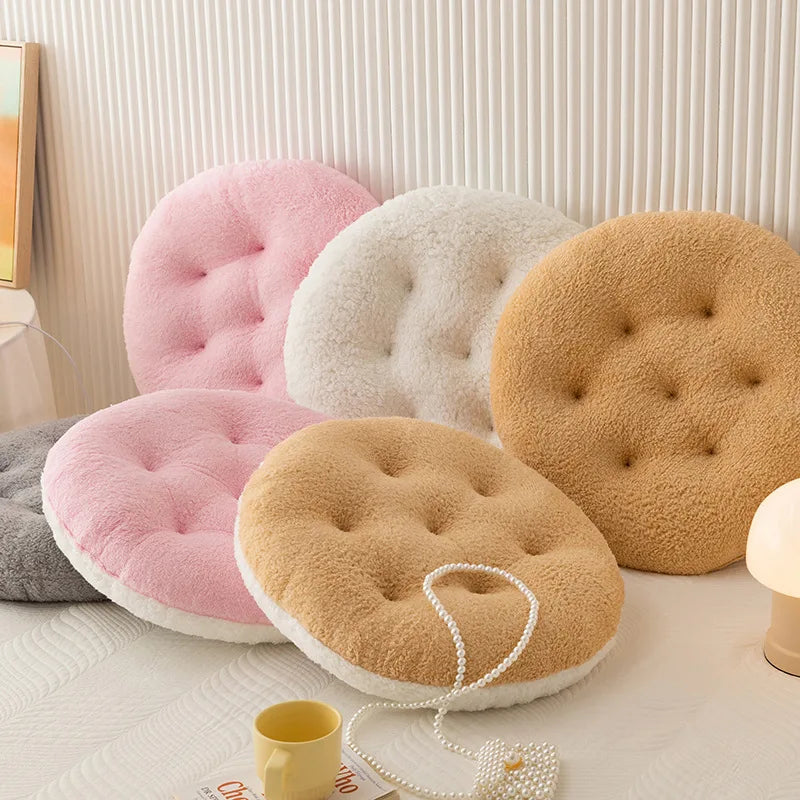 Lamb Velvet Round Chair Cushion Ultra Soft Plush Seat Pad