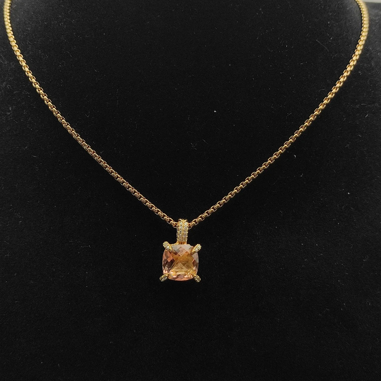 Zircon Square Diamond Cross Necklace Unisex Fine Jewelry