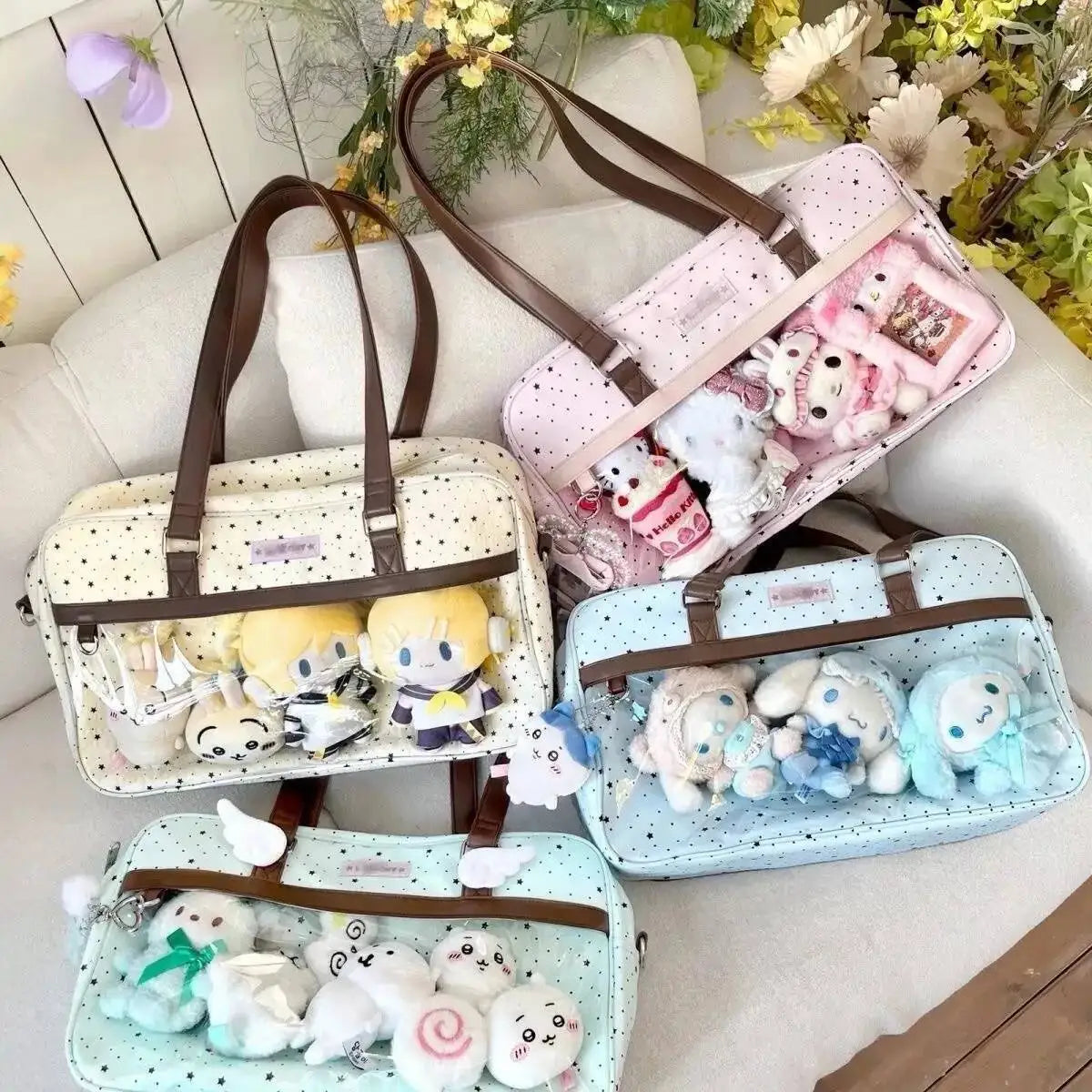 Lace Ita Bag With Large Capacity Transparent Pocket For Women