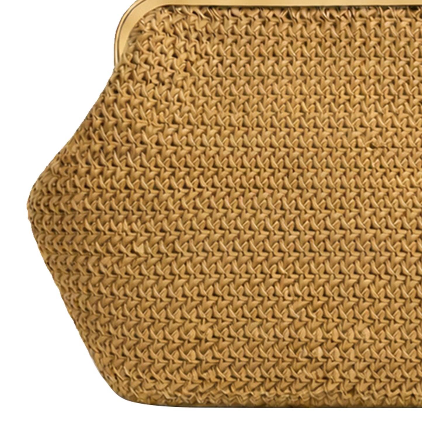 Women Straw Clutch Purse Striped Buckle Handle Beach Bag