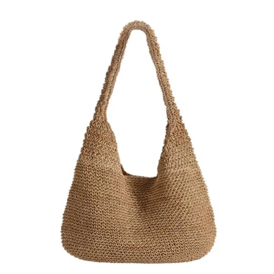 Beach Bags for Women Boho Straw Purse Summer Woven Shoulder Bag Handbag Crochet Mesh Tote Bag Vacation Purse