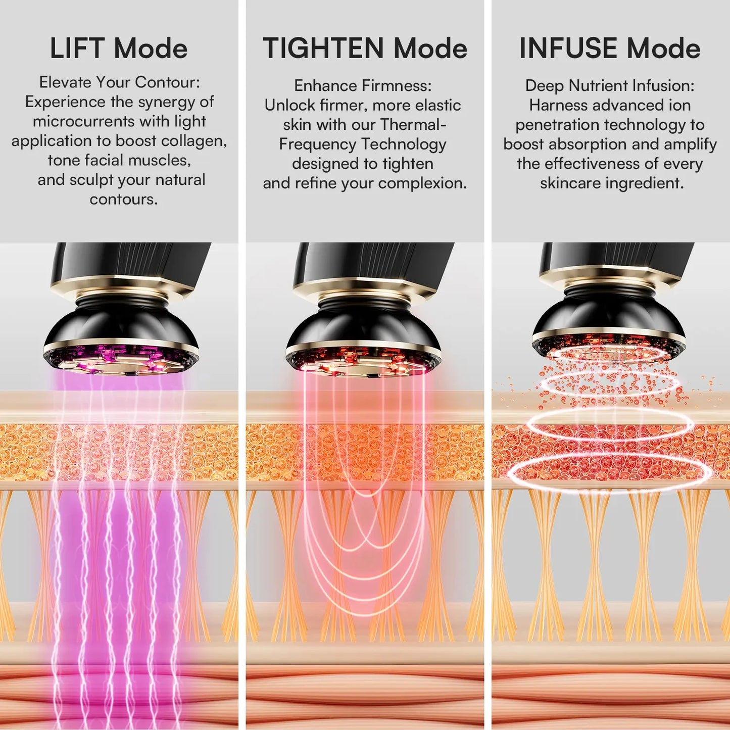 3 In 1 Light Therapy Facial Device V Shaped Massager