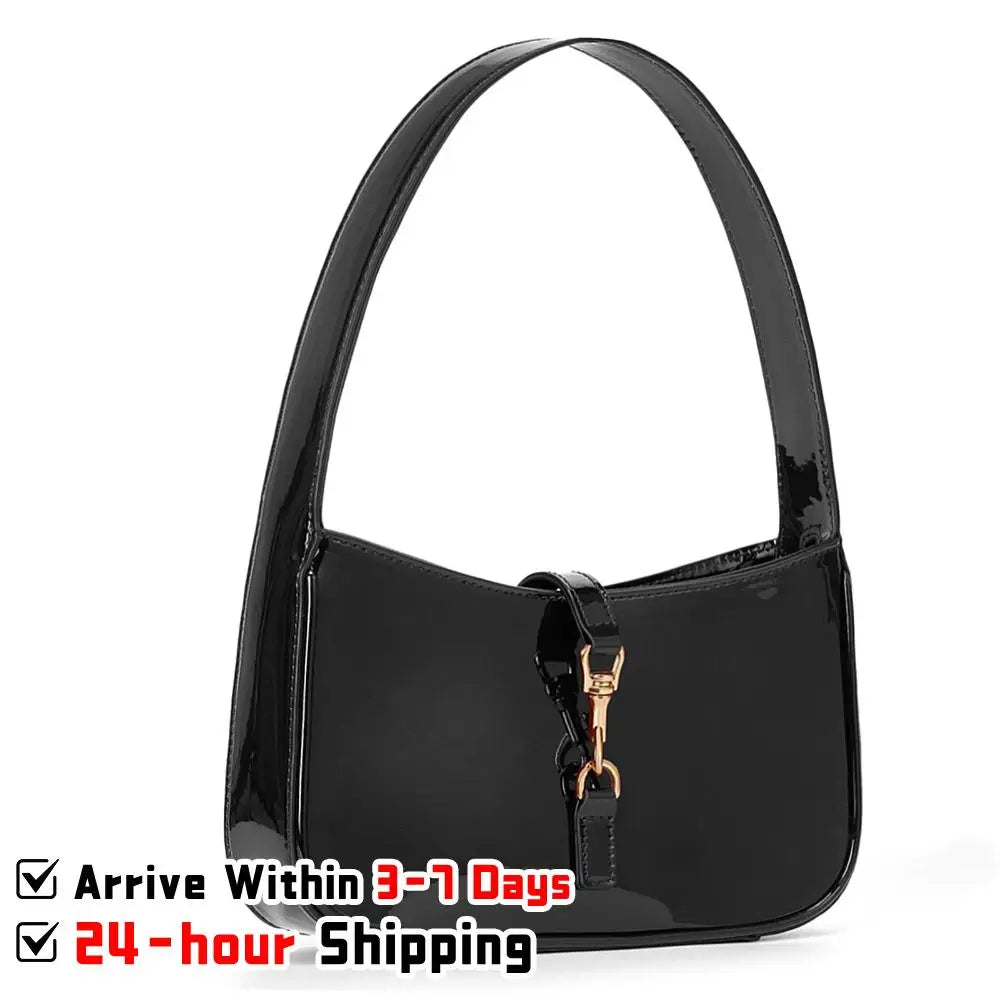 Patent Leather Shoulder Bag For Women Luxury Hobo Purse Elegant
