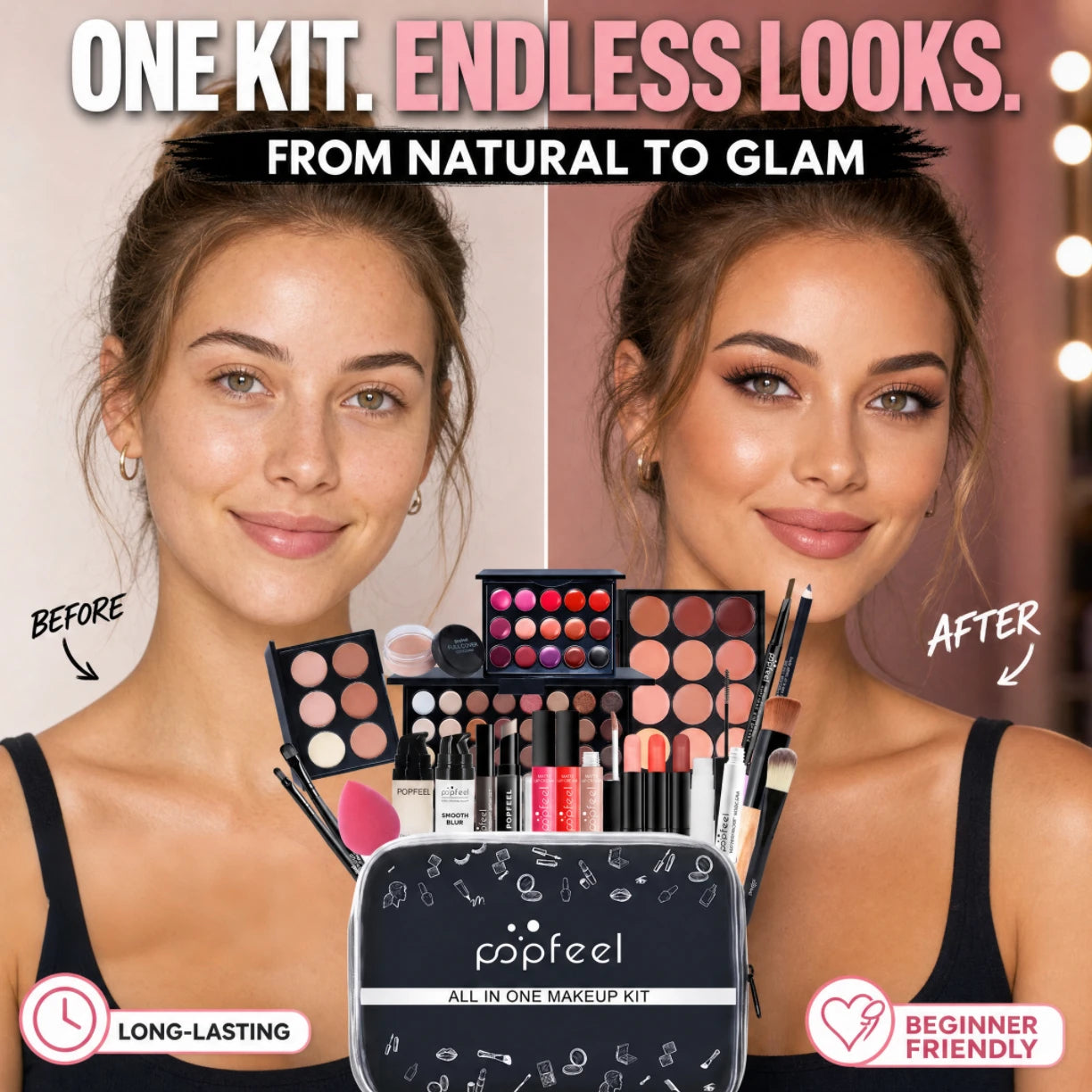 POPFEEL Travel Makeup Set Portable Complete Collection