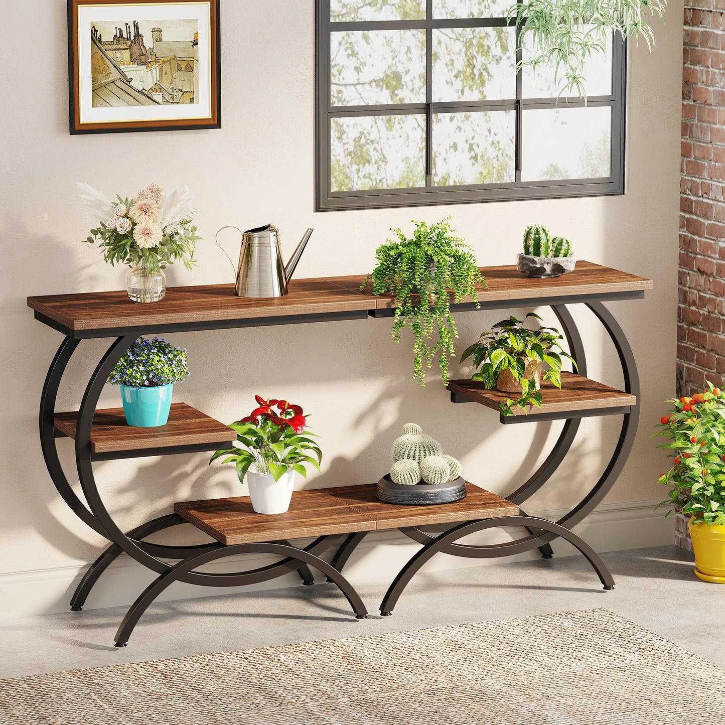 Tribesigns C Shaped End Table Industrial 3 Tier Console