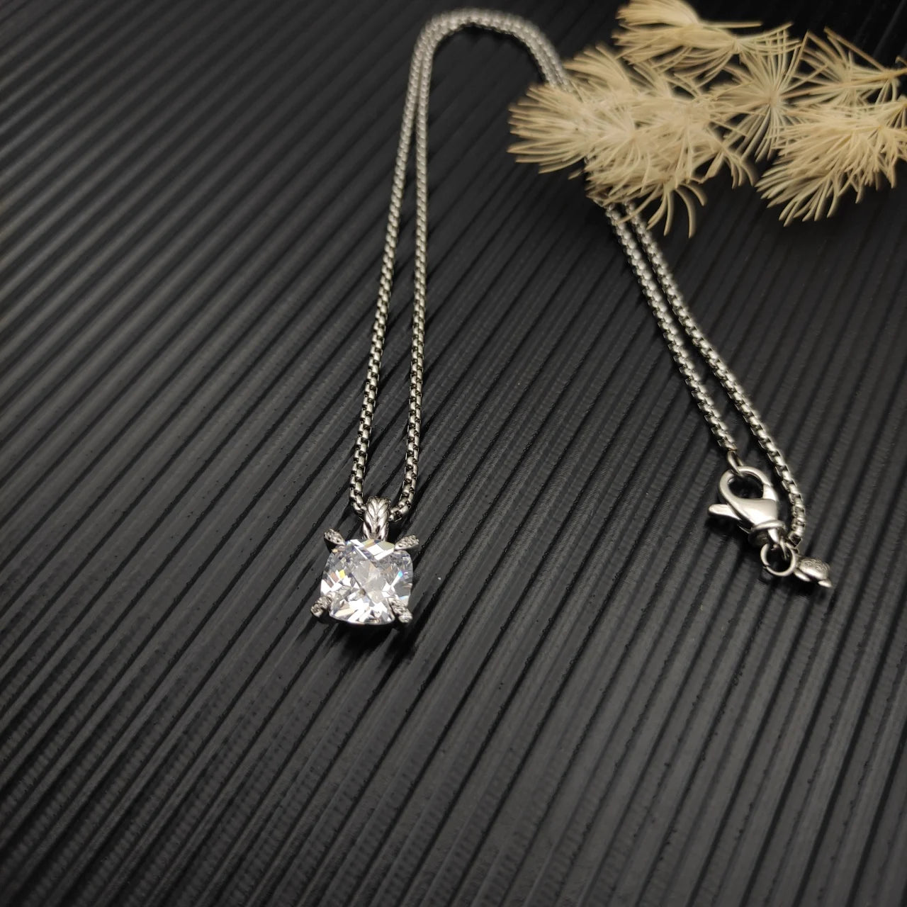 Zircon Square Diamond Cross Necklace Unisex Fine Jewelry
