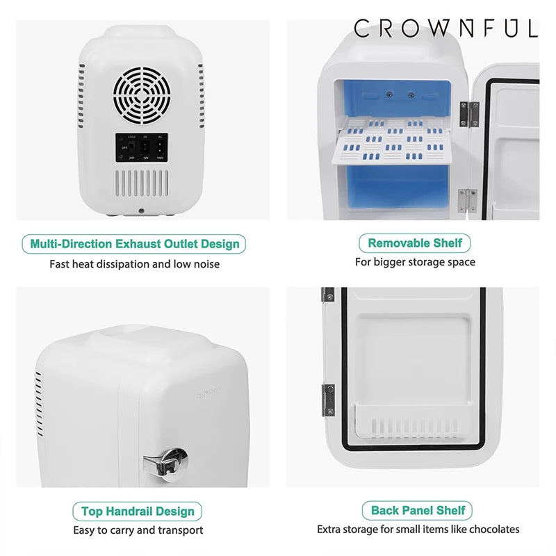 Crownful 4L Mini Refrigerator Portable Car And Home Fridge