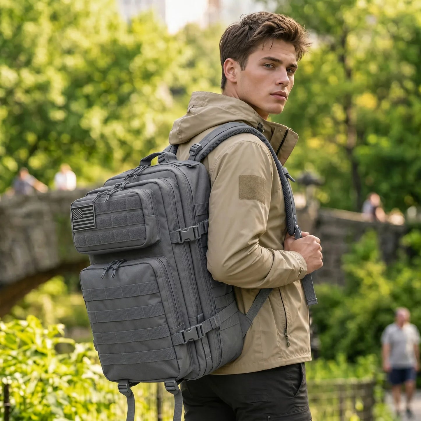 45L Tactical Travel Backpack Molle Large Capacity Multi Pocket Storage Bag Durable Wear Resistant Camping Hiking Trekking Bushcraft Daypack Heavy Duty Rucksack For Men Women Business Trips Mountain Climbing Daily Commute Lugg