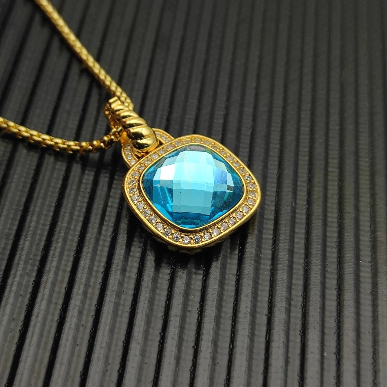Zircon Square Diamond Cross Necklace Unisex Fine Jewelry