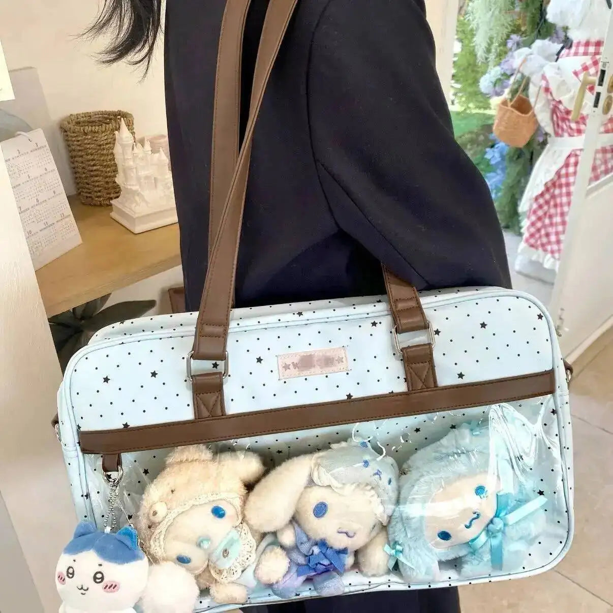 Lace Ita Bag With Large Capacity Transparent Pocket For Women