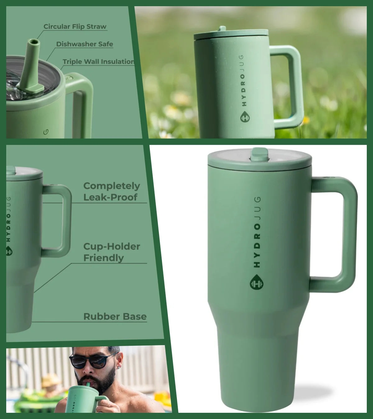 Traveler Water Bottle With Handle Flip Straw Insulated Stainless Steel