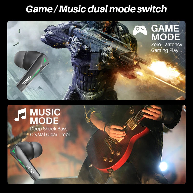 Refurbished TOZO G1 45ms Low Latency Game Earbuds Bluetooth Wireless Earphones Headset 20-40KHz Sound Bass Gamie Music Dual Mode