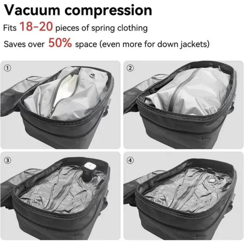 Kabaqoo 60L Expandable Vacuum Compression Bag Vacuum Backpack For Travel Water Resistant With Electric Vacuum Pump, TSA Lock, Wet Dry Separation, Gifts