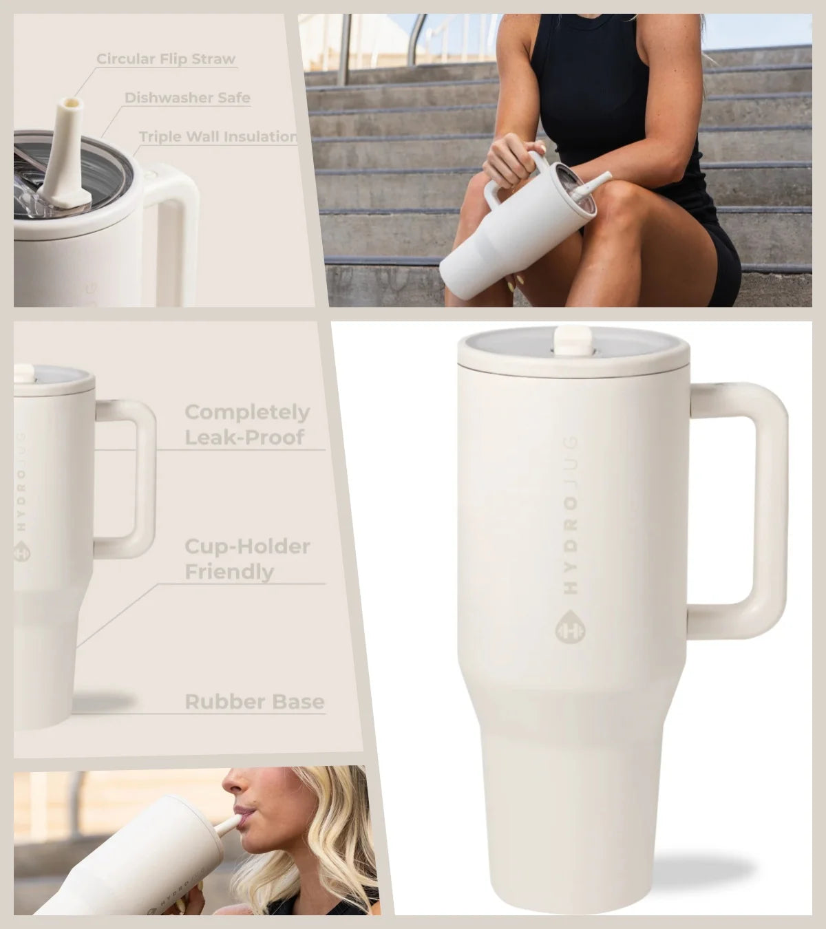Traveler Water Bottle With Handle Flip Straw Insulated Stainless Steel