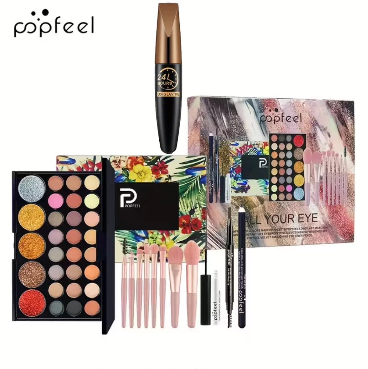 POPFEEL All In One Full Face Makeup Kit Brush Mascara