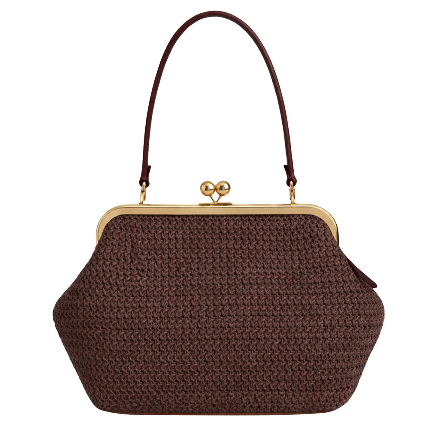 Women Straw Clutch Purses Stylish Woven Bag Versatile Striped Buckle Bag for Summer Vacation Travel