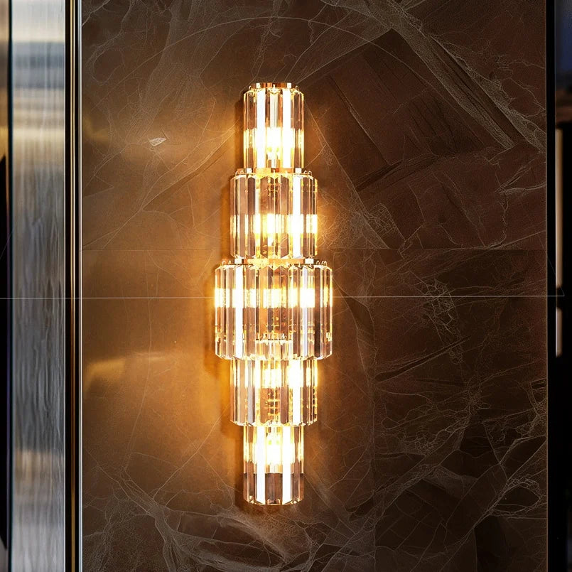 LUVODI Modern Crystal Wall Lamp Three Layer Sconce E14 LED