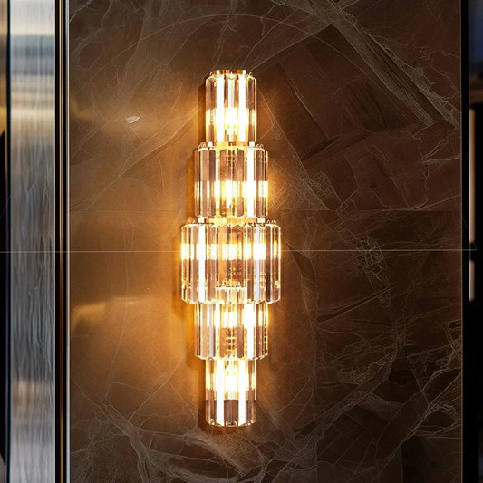 LUVODI Modern Crystal Wall Lamp Three Layer Sconce E14 LED