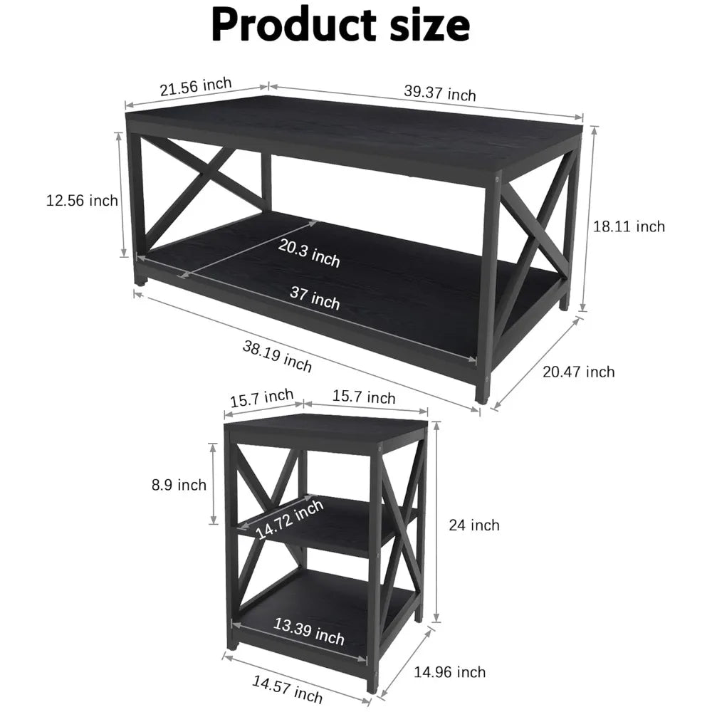 Industrial X Design 3 Piece Coffee Table Set For Living Room