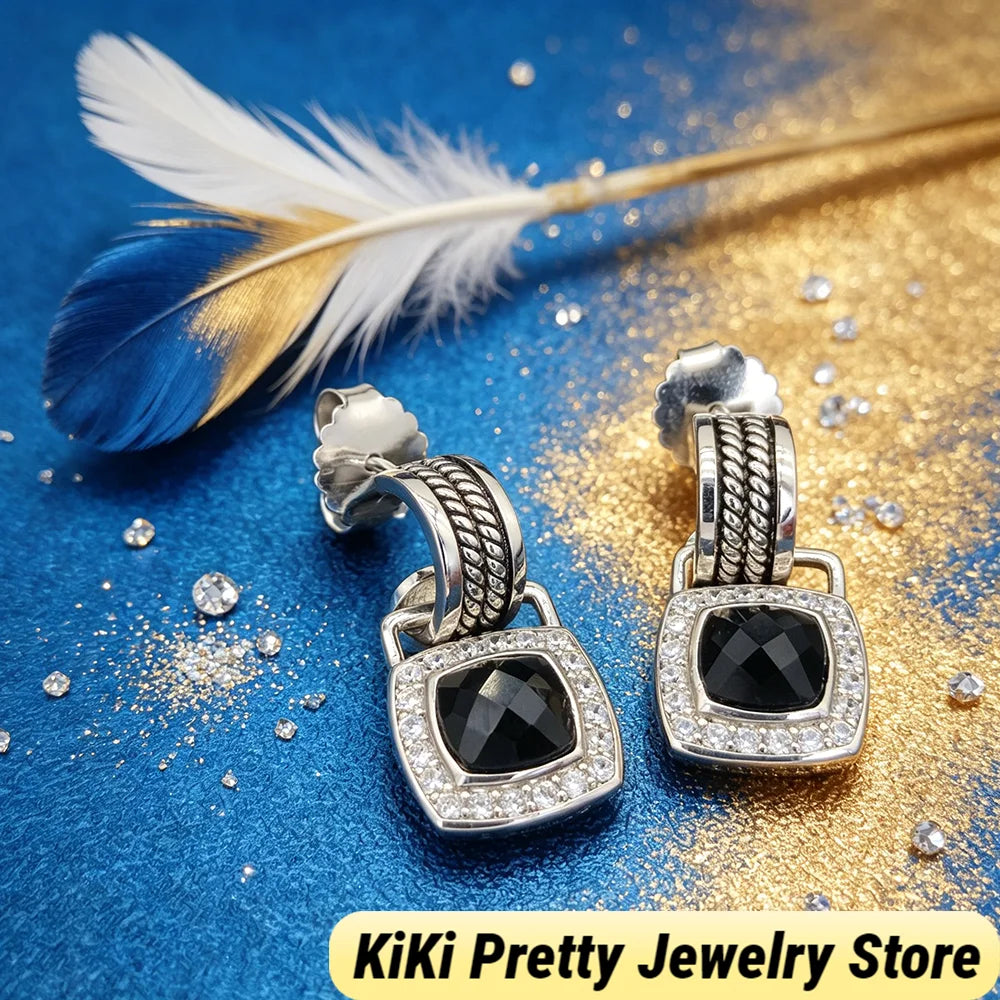 Sterling Silver Zircon Earrings 925 Elegant Gift Idea