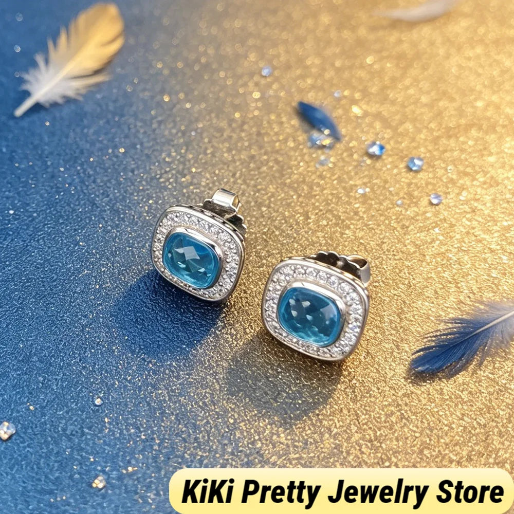 Sterling Silver Zircon Earrings 925 Elegant Gift Idea
