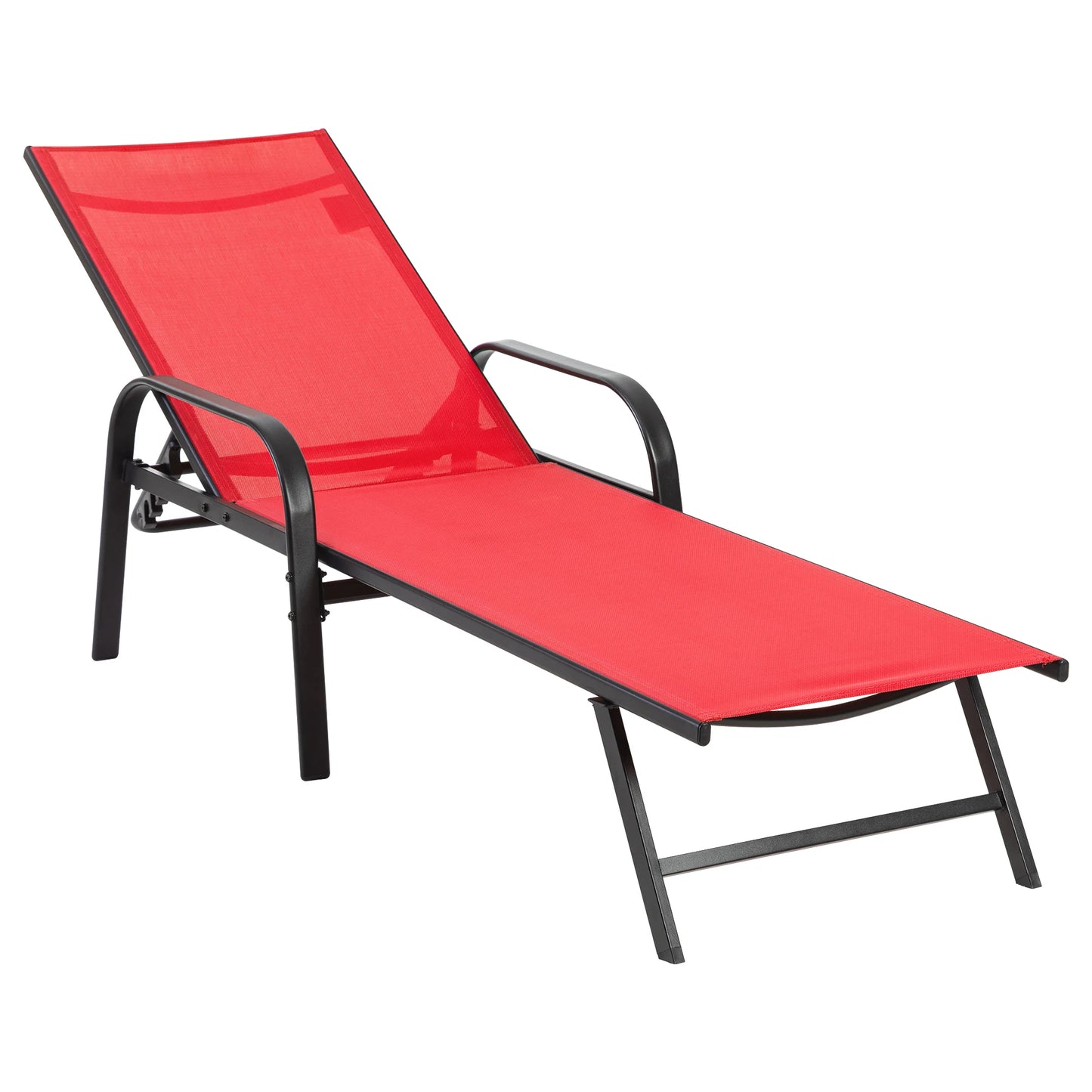JHK Folding Portable 8-legged Beach Chair Outdoor Sun Chairs with Armrests Metal Frame Lounge Recliner Chair for Patio Backyard
