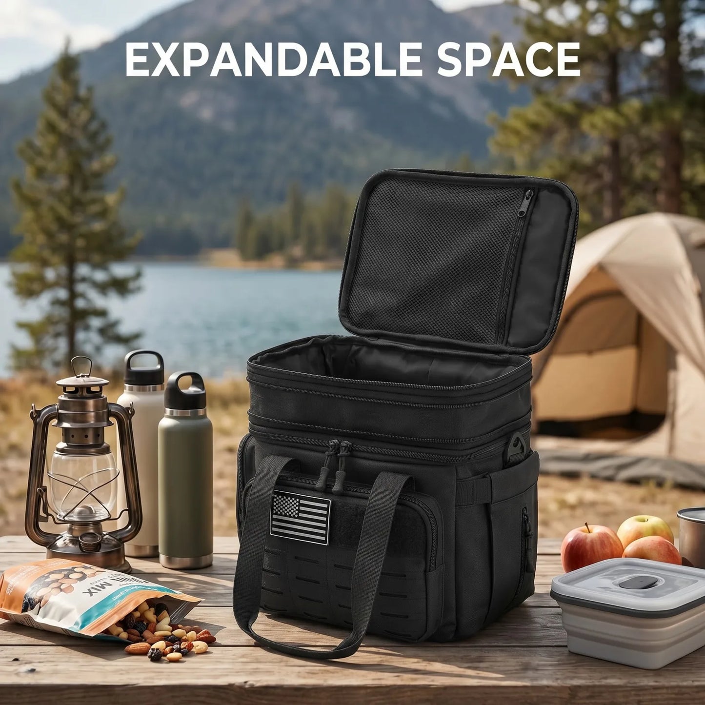 18L Insulated Lunch Bag Tactical Cooler Box for Men Women Expandable Leakproof Thermal Lunch Box Work Office Adults Reusable Large Capacity Meal Prep Bag Heavy Duty Camping Picnic Outdoor Travel School Commuter Construction W