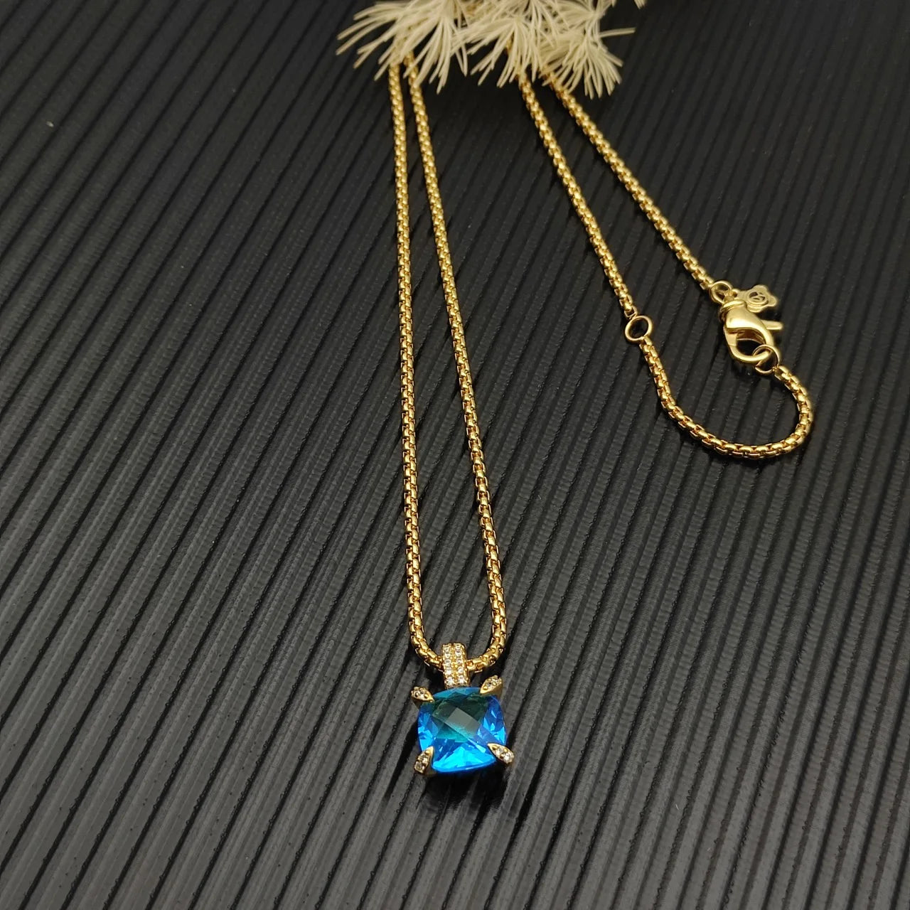 Zircon Square Diamond Cross Necklace Unisex Fine Jewelry