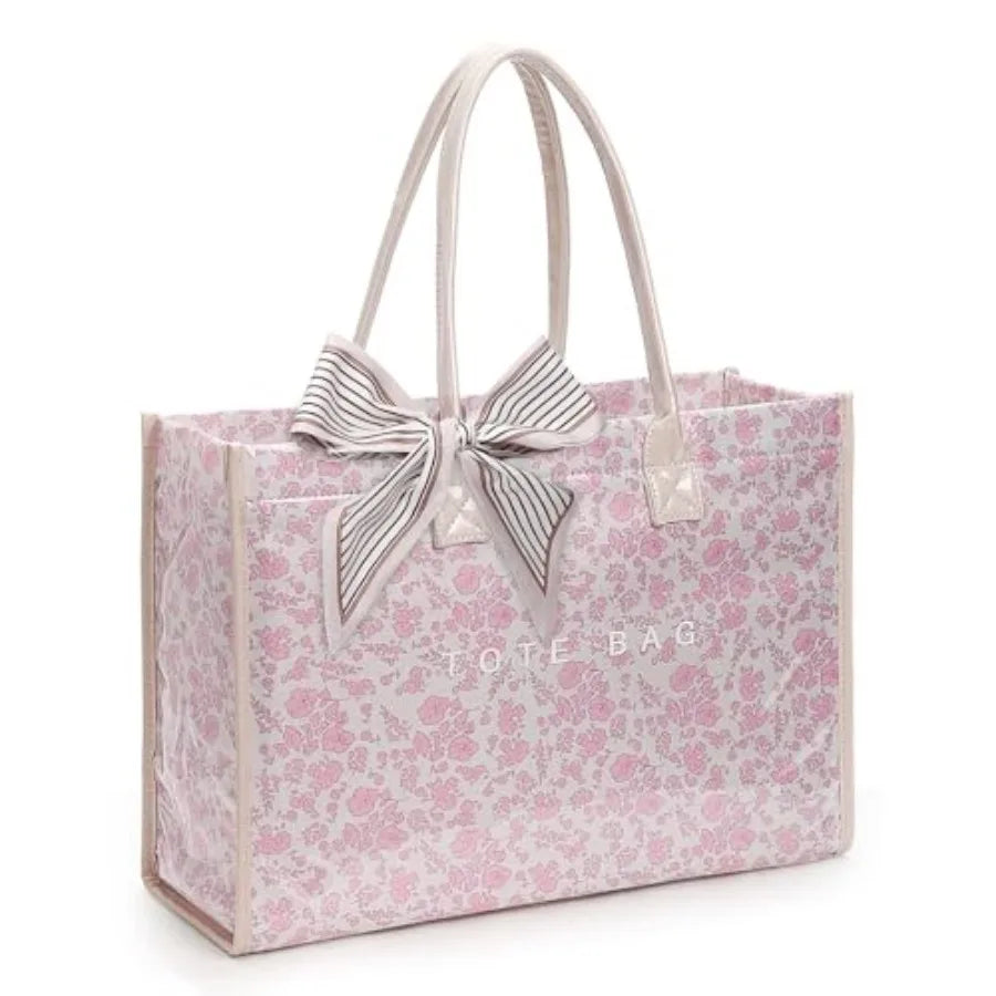 PVC Tote Bag For Women Plastic Purse Kraft Paper Letter Print