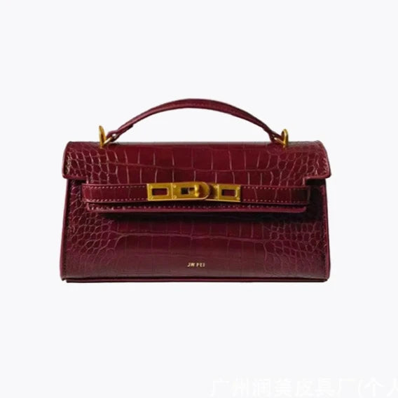 JW PEI Noor Women's Crocodile Pattern Leather Handbag Mini Top Handle Purse Structured Crossbody Bag Designer Inspired Fashion Tote