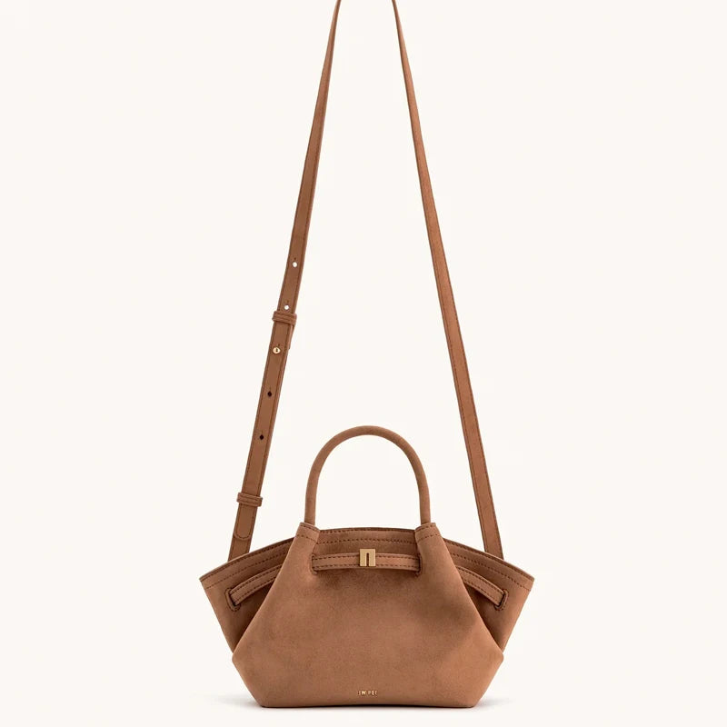 JW PEI Hana Minimalist Pebbled Leather Top-Handle Bag Women Luxury Designer Style Trapeze Tote Bag Elegant Shoulder Crossbody Purse 2026