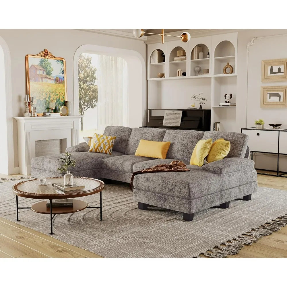Furmax U-Shaped Sectional Sofa Couch in Linen Fabric