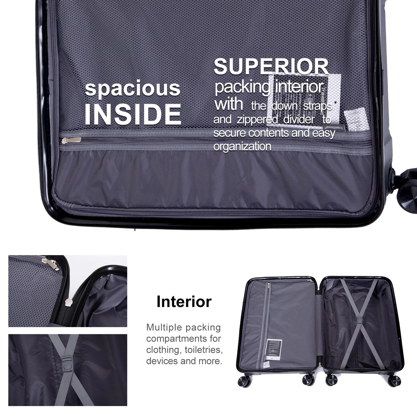 Travelhouse Hardshell Spinner Luggage Set Lightweight Three Piece