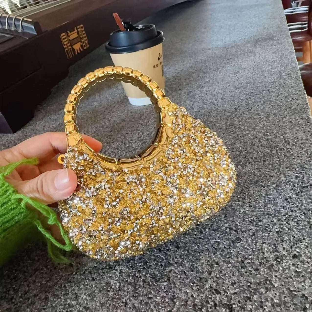 Evening Clutch Bag With Sequins And Diamond Accent
