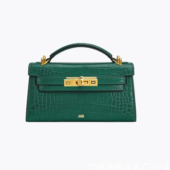 JW PEI Noor Women's Crocodile Pattern Leather Handbag Mini Top Handle Purse Structured Crossbody Bag Designer Inspired Fashion Tote