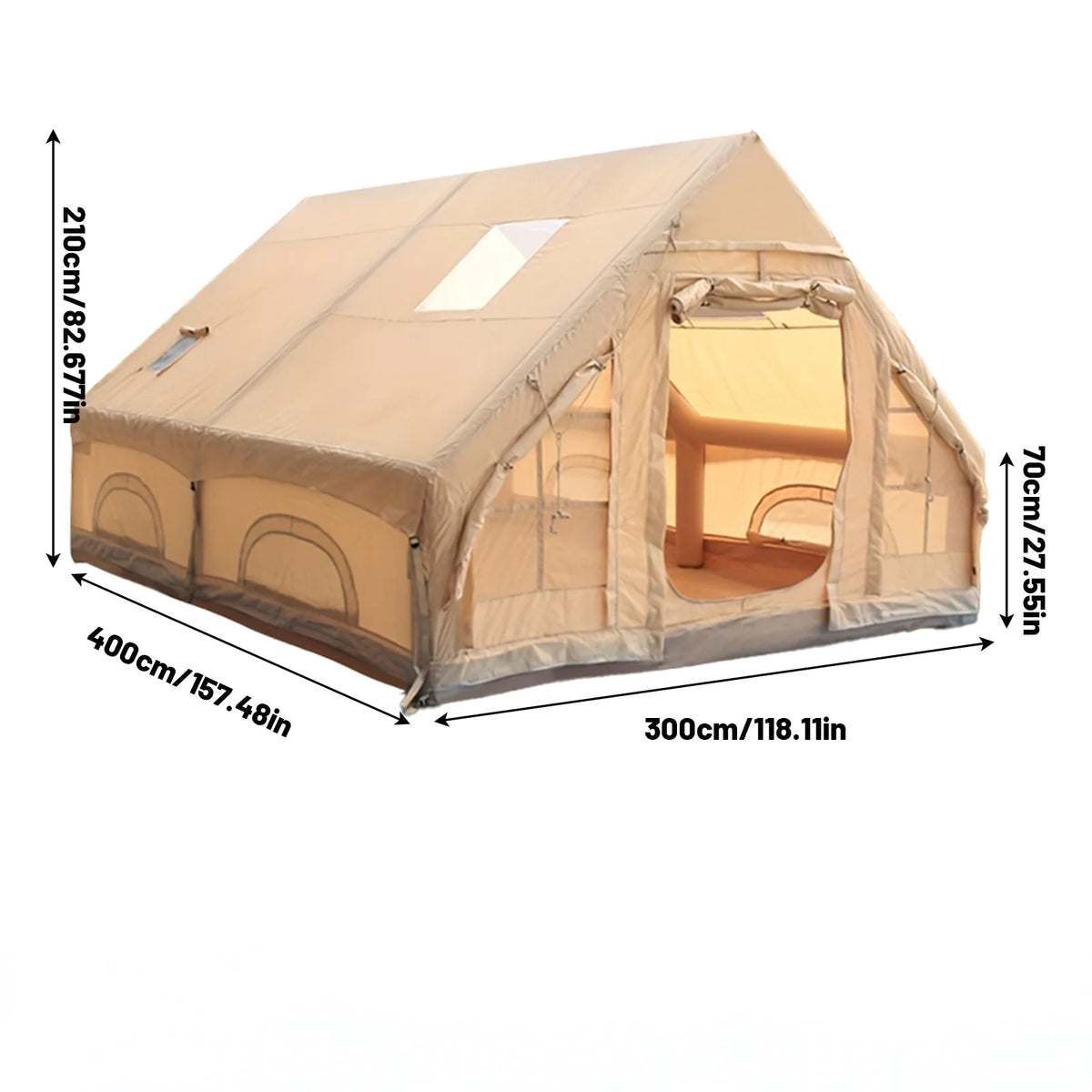 Inflatable Camping Tent With Skylight And Breathable Mesh For Glamping