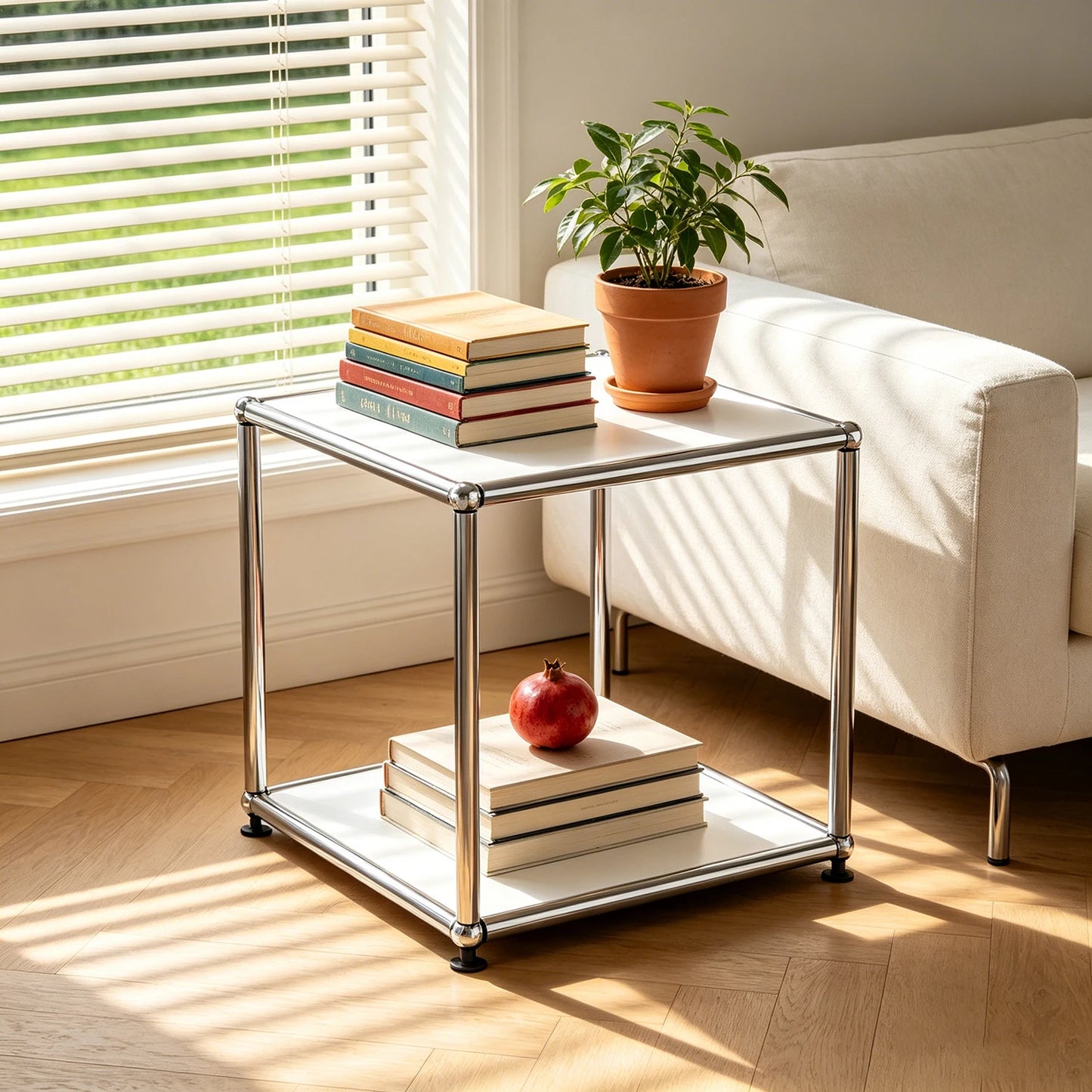 Furgle Modern Minimalist Side End Table Metal Frame